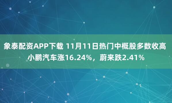 象泰配资APP下载 11月11日热门中概股多数收高 小鹏汽车涨16.24%,蔚来跌2.41%