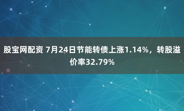 股宝网配资 7月24日节能转债上涨1.14%,转股溢价率32.79%