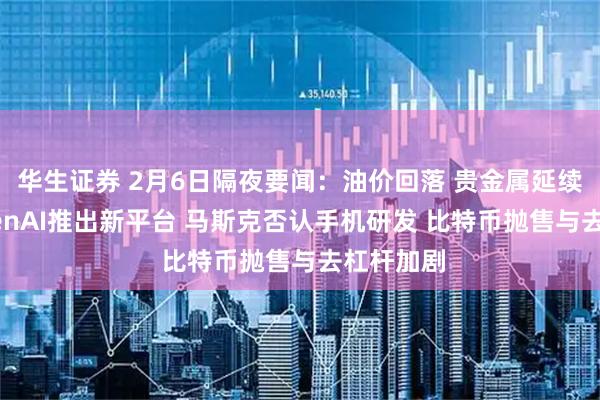 华生证券 2月6日隔夜要闻：油价回落 贵金属延续跌势 OpenAI推出新平台 马斯克否认手机研发 比特币抛售与去杠杆加剧